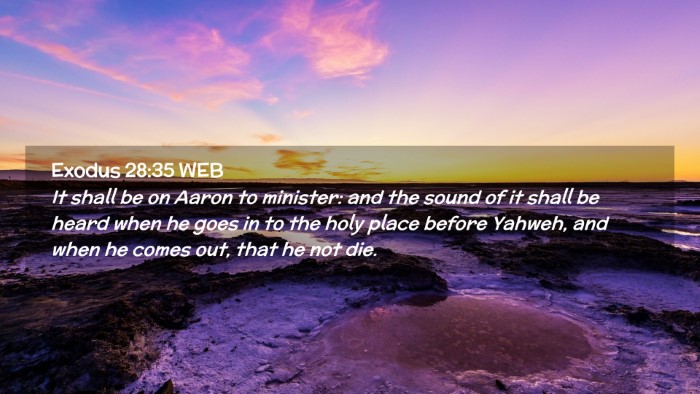 Picture 02 - Exodus 28:35 WEB Desktop Wallpaper - It shall be on Aaron to minister: and the sound - Desktop Bible Verse Wallpaper
