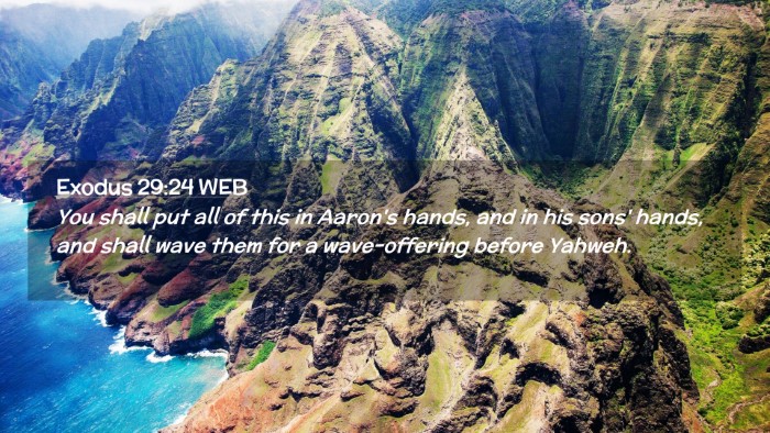 Picture 02 - Exodus 29:24 WEB Desktop Wallpaper - You shall put all of this in Aaron's hands, and - Desktop Bible Verse Wallpaper