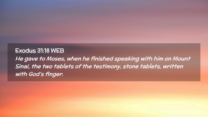 Picture 02 - Exodus 31:18 WEB Desktop Wallpaper - He gave to Moses, when he finished speaking with - Desktop Bible Verse Wallpaper