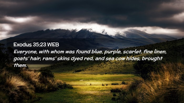 Picture 02 - Exodus 35:23 WEB Desktop Wallpaper - Everyone, with whom was found blue, purple, - Desktop Bible Verse Wallpaper