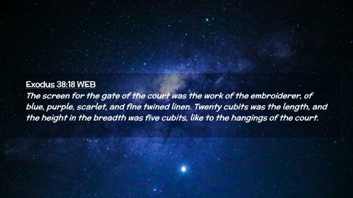 Picture 02 - Exodus 38:18 WEB Desktop Wallpaper - The screen for the gate of the court was the work - Desktop Bible Verse Wallpaper