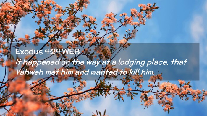 Picture 02 - Exodus 4:24 WEB Desktop Wallpaper - It happened on the way at a lodging place, that - Desktop Bible Verse Wallpaper