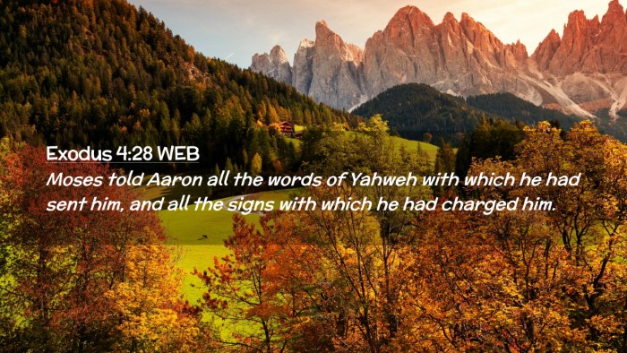 Picture 02 - Exodus 4:28 WEB Desktop Wallpaper - Moses told Aaron all the words of Yahweh with - Desktop Bible Verse Wallpaper