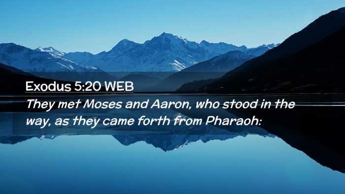 Picture 02 - Exodus 5:20 WEB Desktop Wallpaper - They met Moses and Aaron, who stood in the way, - Desktop Bible Verse Wallpaper