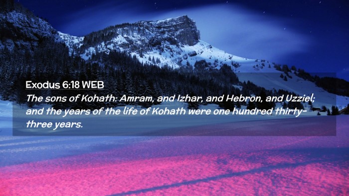 Picture 02 - Exodus 6:18 WEB Desktop Wallpaper - The sons of Kohath: Amram, and Izhar, and Hebron, - Desktop Bible Verse Wallpaper