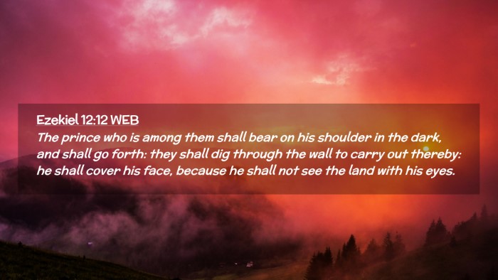 Picture 02 - Ezekiel 12:12 WEB Desktop Wallpaper - The prince who is among them shall bear on his - Desktop Bible Verse Wallpaper