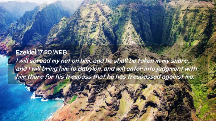 Picture 02 - Ezekiel 17:20 WEB Desktop Wallpaper - I will spread my net on him, and he shall be - Desktop Bible Verse Wallpaper