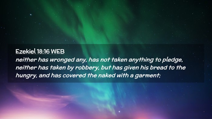Picture 02 - Ezekiel 18:16 WEB Desktop Wallpaper - neither has wronged any, has not taken anything - Desktop Bible Verse Wallpaper