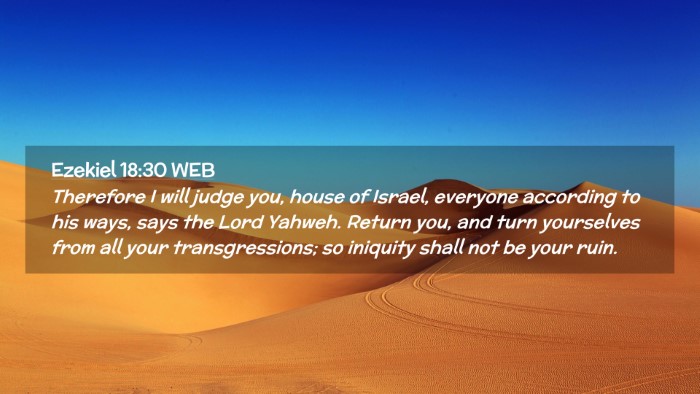 Picture 02 - Ezekiel 18:30 WEB Desktop Wallpaper - Therefore I will judge you, house of Israel, - Desktop Bible Verse Wallpaper