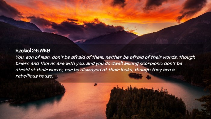 Picture 02 - Ezekiel 2:6 WEB Desktop Wallpaper - You, son of man, don't be afraid of them, neither - Desktop Bible Verse Wallpaper