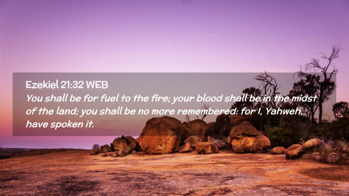 Picture 02 - Ezekiel 21:32 WEB Desktop Wallpaper - You shall be for fuel to the fire; your blood - Desktop Bible Verse Wallpaper