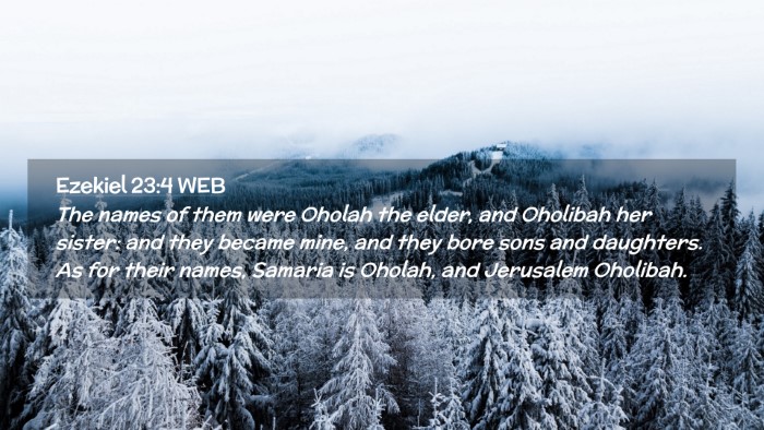 Picture 02 - Ezekiel 23:4 WEB Desktop Wallpaper - The names of them were Oholah the elder, and - Desktop Bible Verse Wallpaper