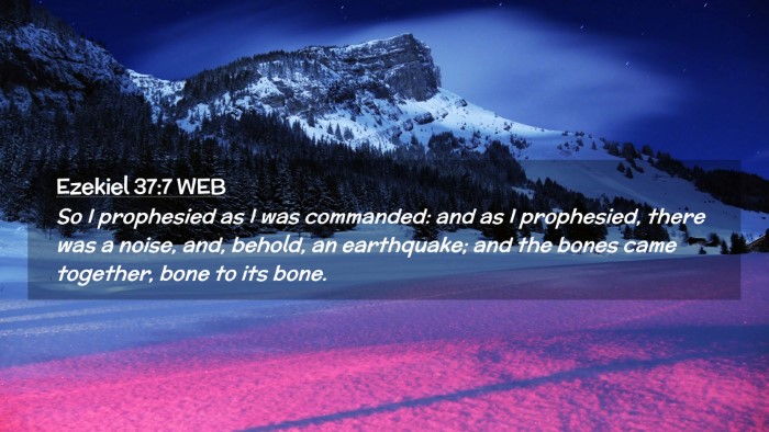 Picture 02 - Ezekiel 37:7 WEB Desktop Wallpaper - So I prophesied as I was commanded: and as I - Desktop Bible Verse Wallpaper
