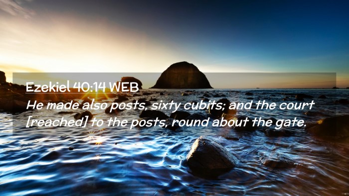 Picture 02 - Ezekiel 40:14 WEB Desktop Wallpaper - He made also posts, sixty cubits; and the court - Desktop Bible Verse Wallpaper