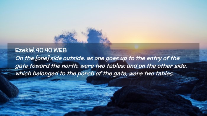 Picture 02 - Ezekiel 40:40 WEB Desktop Wallpaper - On the [one] side outside, as one goes up to the - Desktop Bible Verse Wallpaper