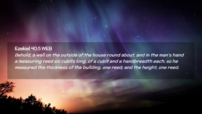 Picture 02 - Ezekiel 40:5 WEB Desktop Wallpaper - Behold, a wall on the outside of the house round - Desktop Bible Verse Wallpaper