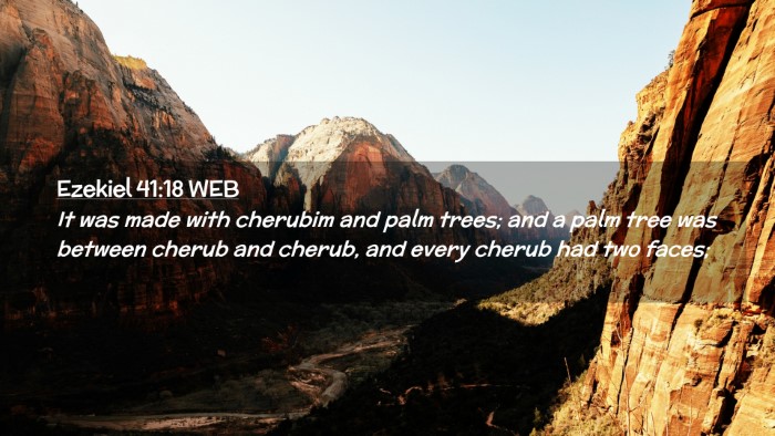 Picture 02 - Ezekiel 41:18 WEB Desktop Wallpaper - It was made with cherubim and palm trees; and a - Desktop Bible Verse Wallpaper
