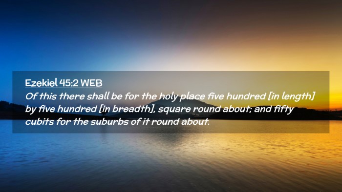 Picture 02 - Ezekiel 45:2 WEB Desktop Wallpaper - Of this there shall be for the holy place five - Desktop Bible Verse Wallpaper