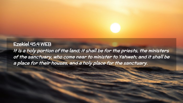 Picture 02 - Ezekiel 45:4 WEB Desktop Wallpaper - It is a holy portion of the land; it shall be for - Desktop Bible Verse Wallpaper