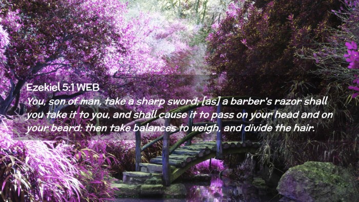 Picture 02 - Ezekiel 5:1 WEB Desktop Wallpaper - You, son of man, take a sharp sword; [as] a - Desktop Bible Verse Wallpaper