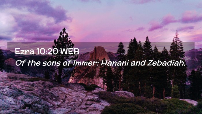 Picture 02 - Ezra 10:20 WEB Desktop Wallpaper - Of the sons of Immer: Hanani and - Desktop Bible Verse Wallpaper