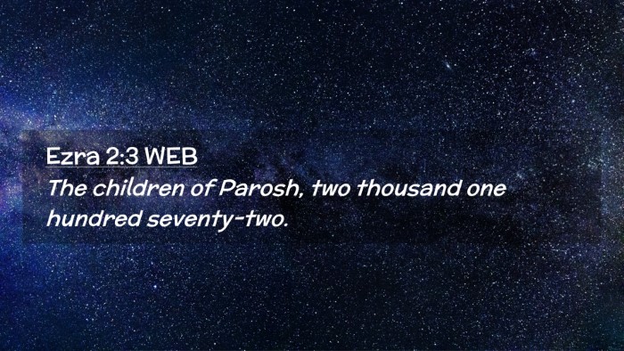 Picture 02 - Ezra 2:3 WEB Desktop Wallpaper - The children of Parosh, two thousand one hundred - Desktop Bible Verse Wallpaper