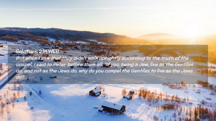 Picture 02 - Galatians 2:14 WEB Desktop Wallpaper - But when I saw that they didn't walk uprightly - Desktop Bible Verse Wallpaper