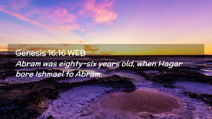 Picture 02 - Genesis 16:16 WEB Desktop Wallpaper - Abram was eighty-six years old, when Hagar bore - Desktop Bible Verse Wallpaper