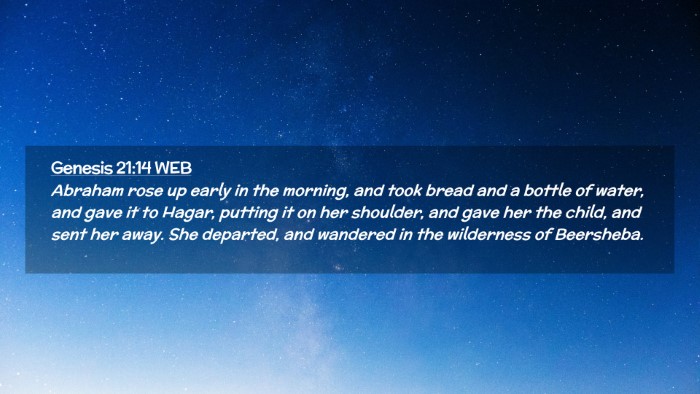 Picture 02 - Genesis 21:14 WEB Desktop Wallpaper - Abraham rose up early in the morning, and took - Desktop Bible Verse Wallpaper