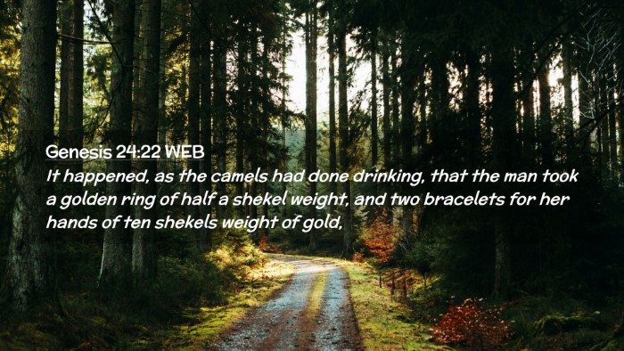 Picture 02 - Genesis 24:22 WEB Desktop Wallpaper - It happened, as the camels had done drinking, - Desktop Bible Verse Wallpaper