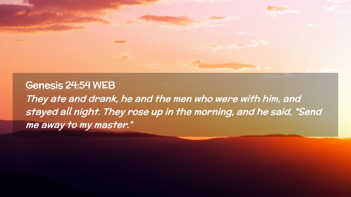 Picture 02 - Genesis 24:54 WEB Desktop Wallpaper - They ate and drank, he and the men who were with - Desktop Bible Verse Wallpaper