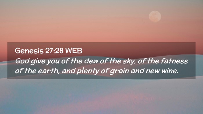 Picture 02 - Genesis 27:28 WEB Desktop Wallpaper - God give you of the dew of the sky, of the - Desktop Bible Verse Wallpaper