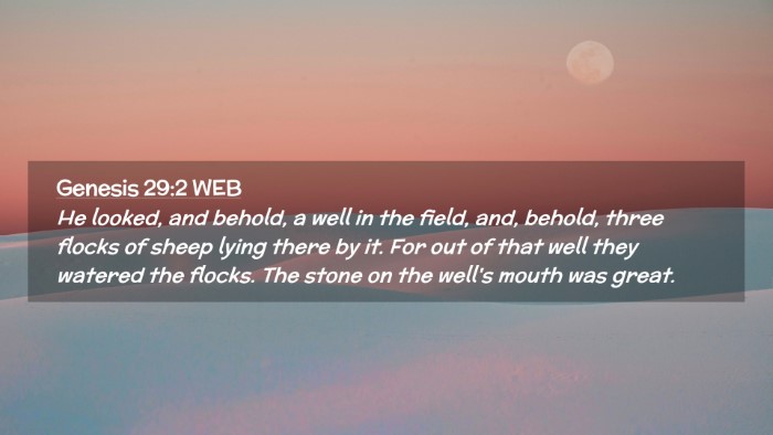 Picture 02 - Genesis 29:2 WEB Desktop Wallpaper - He looked, and behold, a well in the field, and, - Desktop Bible Verse Wallpaper