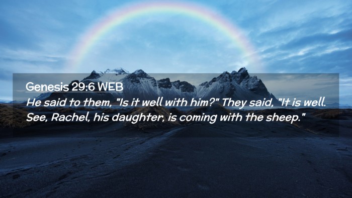 Picture 02 - Genesis 29:6 WEB Desktop Wallpaper - He said to them, 
