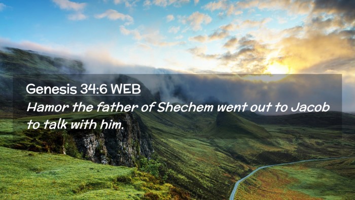 Picture 02 - Genesis 34:6 WEB Desktop Wallpaper - Hamor the father of Shechem went out to Jacob to - Desktop Bible Verse Wallpaper