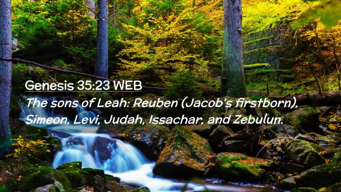 Picture 02 - Genesis 35:23 WEB Desktop Wallpaper - The sons of Leah: Reuben (Jacob's firstborn), - Desktop Bible Verse Wallpaper
