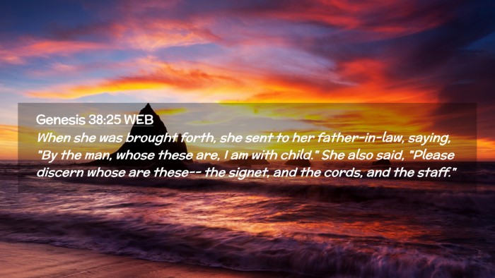 Picture 02 - Genesis 38:25 WEB Desktop Wallpaper - When she was brought forth, she sent to her - Desktop Bible Verse Wallpaper