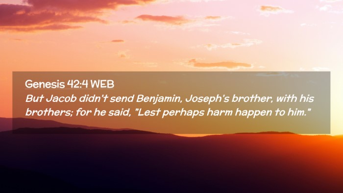 Picture 02 - Genesis 42:4 WEB Desktop Wallpaper - But Jacob didn't send Benjamin, Joseph's brother, - Desktop Bible Verse Wallpaper