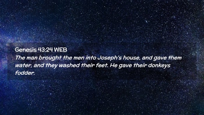 Picture 02 - Genesis 43:24 WEB Desktop Wallpaper - The man brought the men into Joseph's house, and - Desktop Bible Verse Wallpaper