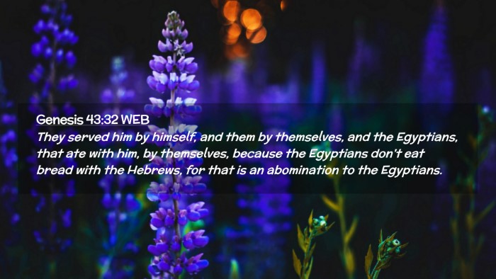 Picture 02 - Genesis 43:32 WEB Desktop Wallpaper - They served him by himself, and them by - Desktop Bible Verse Wallpaper