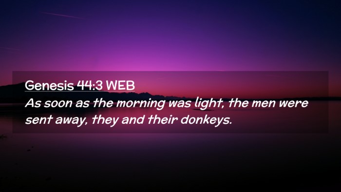 Picture 02 - Genesis 44:3 WEB Desktop Wallpaper - As soon as the morning was light, the men were - Desktop Bible Verse Wallpaper