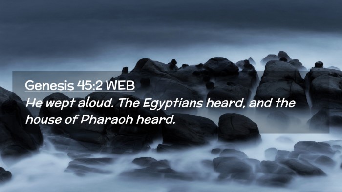 Picture 02 - Genesis 45:2 WEB Desktop Wallpaper - He wept aloud. The Egyptians heard, and the house - Desktop Bible Verse Wallpaper