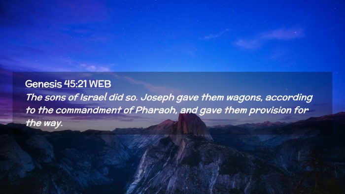 Picture 02 - Genesis 45:21 WEB Desktop Wallpaper - The sons of Israel did so. Joseph gave them - Desktop Bible Verse Wallpaper
