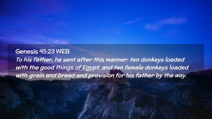 Picture 02 - Genesis 45:23 WEB Desktop Wallpaper - To his father, he sent after this manner: ten - Desktop Bible Verse Wallpaper