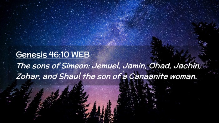 Picture 02 - Genesis 46:10 WEB Desktop Wallpaper - The sons of Simeon: Jemuel, Jamin, Ohad, Jachin, - Desktop Bible Verse Wallpaper