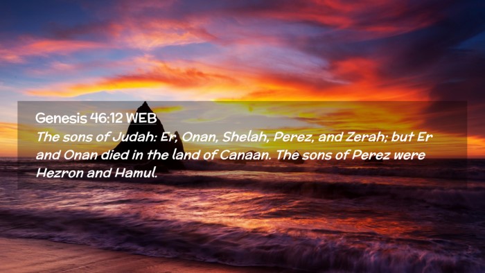 Picture 02 - Genesis 46:12 WEB Desktop Wallpaper - The sons of Judah: Er, Onan, Shelah, Perez, and - Desktop Bible Verse Wallpaper