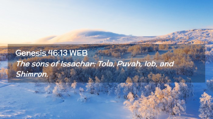 Picture 02 - Genesis 46:13 WEB Desktop Wallpaper - The sons of Issachar: Tola, Puvah, Iob, and - Desktop Bible Verse Wallpaper