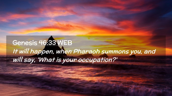Picture 02 - Genesis 46:33 WEB Desktop Wallpaper - It will happen, when Pharaoh summons you, and - Desktop Bible Verse Wallpaper
