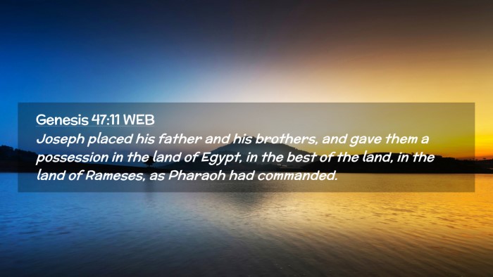 Picture 02 - Genesis 47:11 WEB Desktop Wallpaper - Joseph placed his father and his brothers, and - Desktop Bible Verse Wallpaper