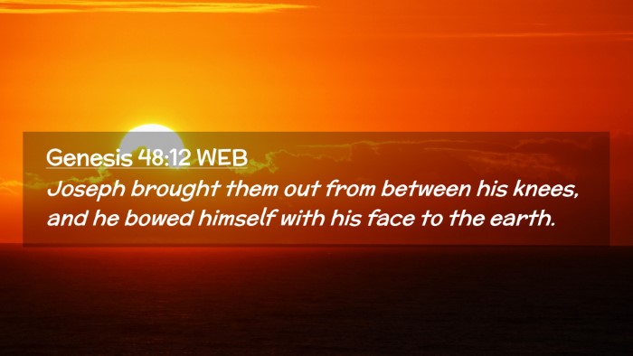 Picture 02 - Genesis 48:12 WEB Desktop Wallpaper - Joseph brought them out from between his knees, - Desktop Bible Verse Wallpaper